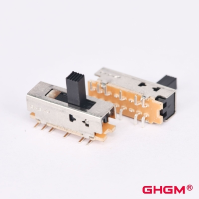 GH25D01 Ползунковый переключатель, двухполюсный, двусторонний (DPDT), 5 позиций, ползунковый переключатель SMD / DIP, 180 ° направление ручки
